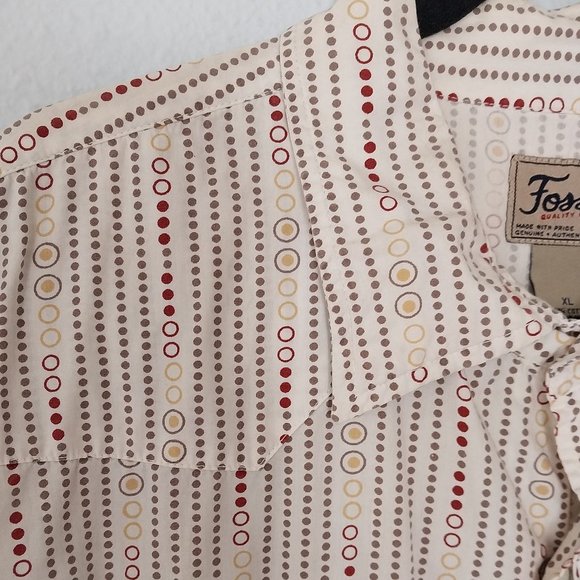 Fossil Vintage Men's Circle Pattern Western Inspired Long Sleeved Shirt … - Picture 7 of 12